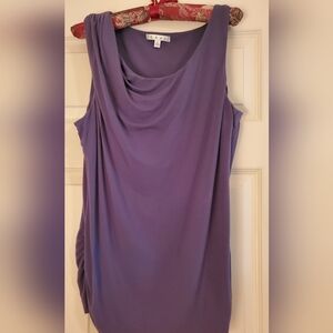 Cabi Sleeveless Top Navy Elegant Draped Detail - LARGE - EXC